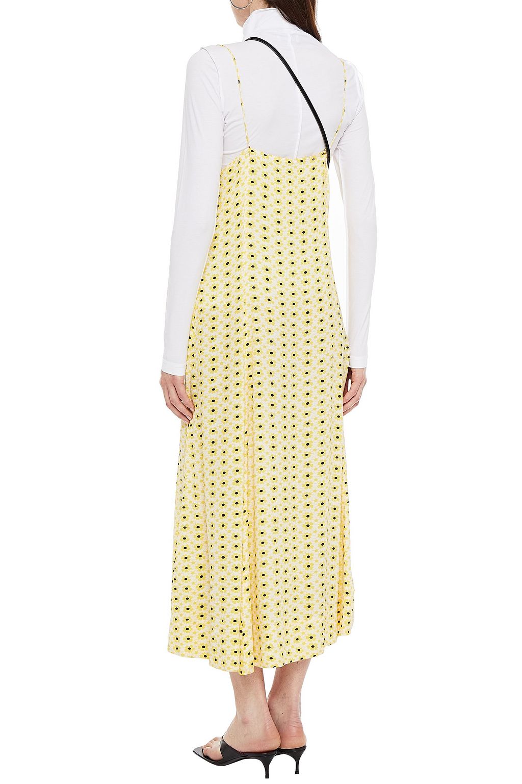 GANNI Embroidered stretch-cotton jersey turtleneck top
