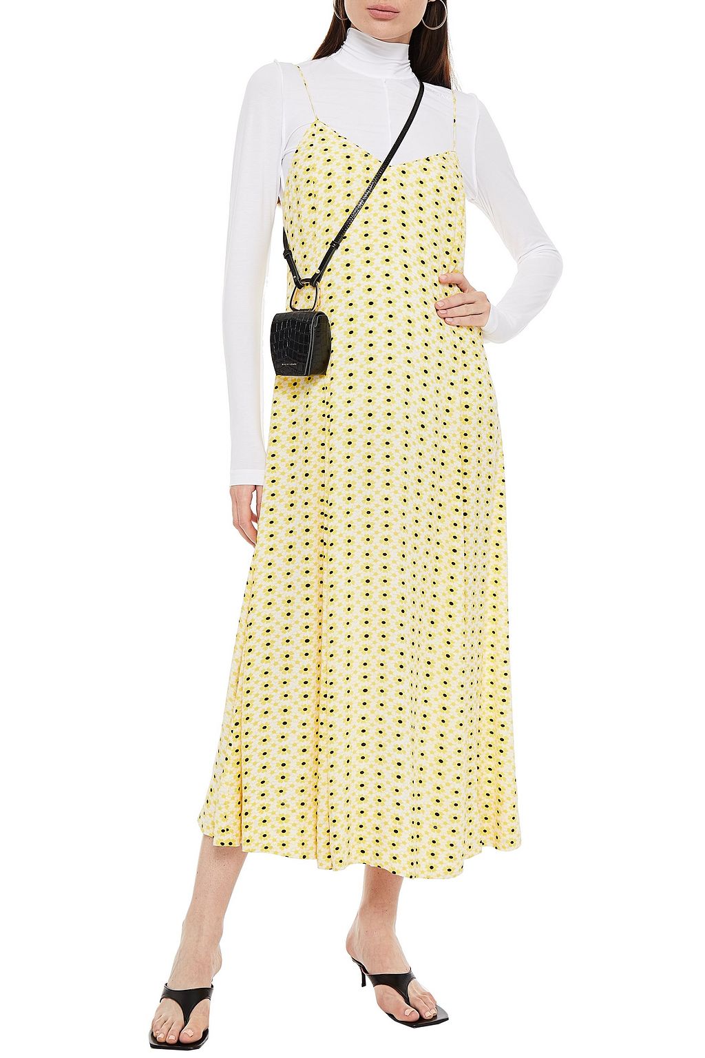 GANNI Embroidered stretch-cotton jersey turtleneck top