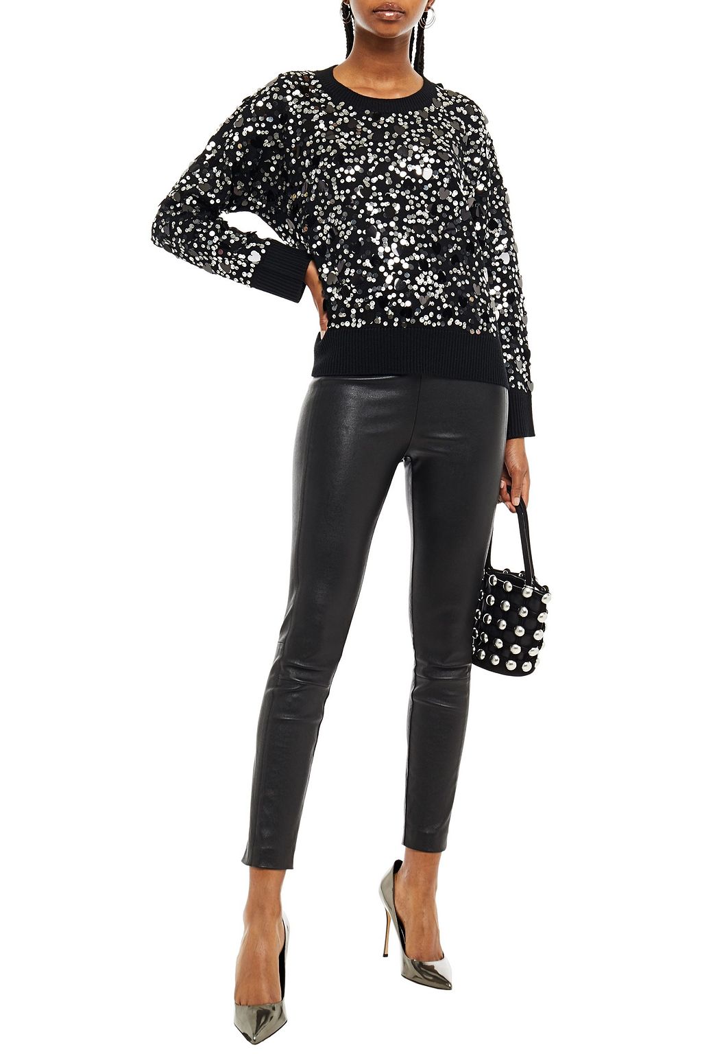 LOVE MOSCHINO Sequin-embellished wool-blend sweater