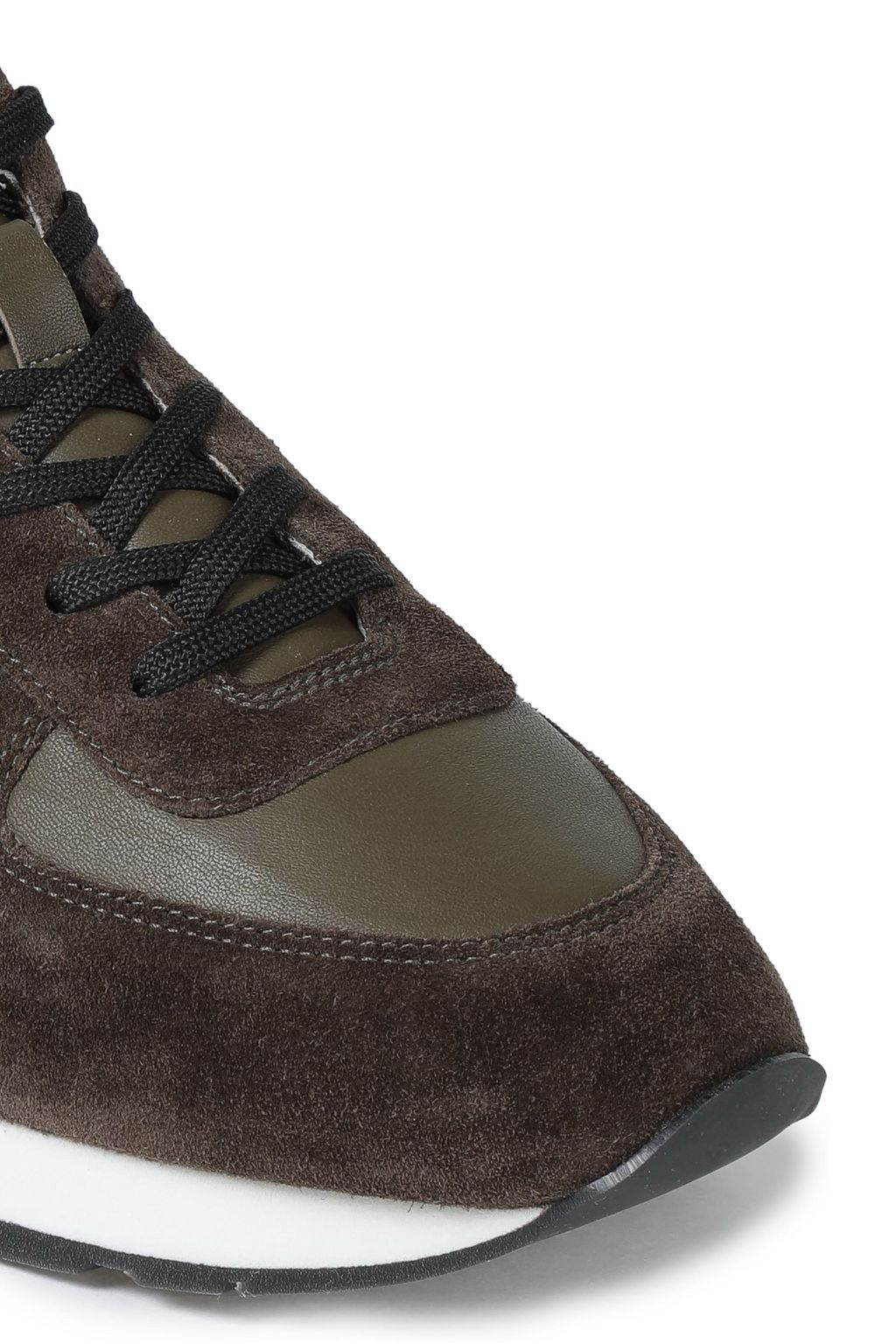 VINCE. Paneled leather and suede sneakers