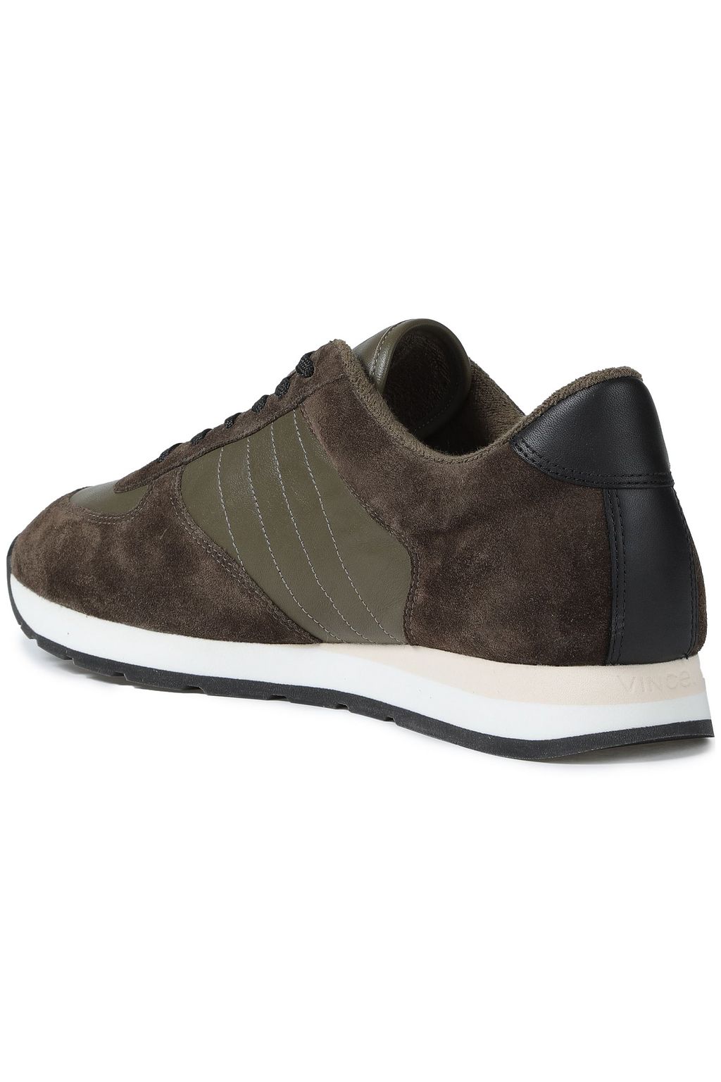 VINCE. Paneled leather and suede sneakers