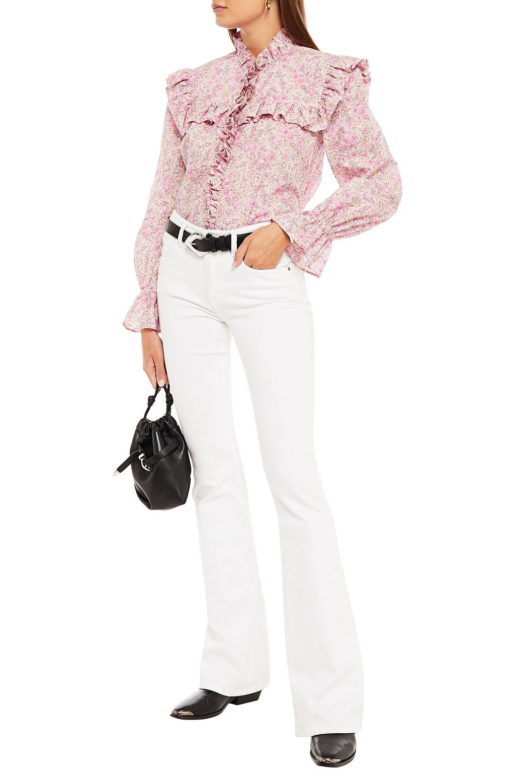 PHILOSOPHY DI LORENZO SERAFINI Ruffled floral-print cotton-poplin blouse