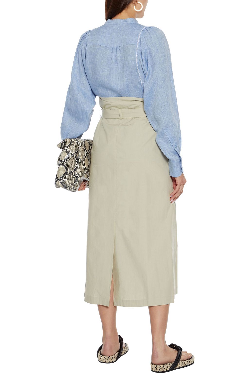 WEEKEND MAX MARA Malaga gathered linen-chambray blouse