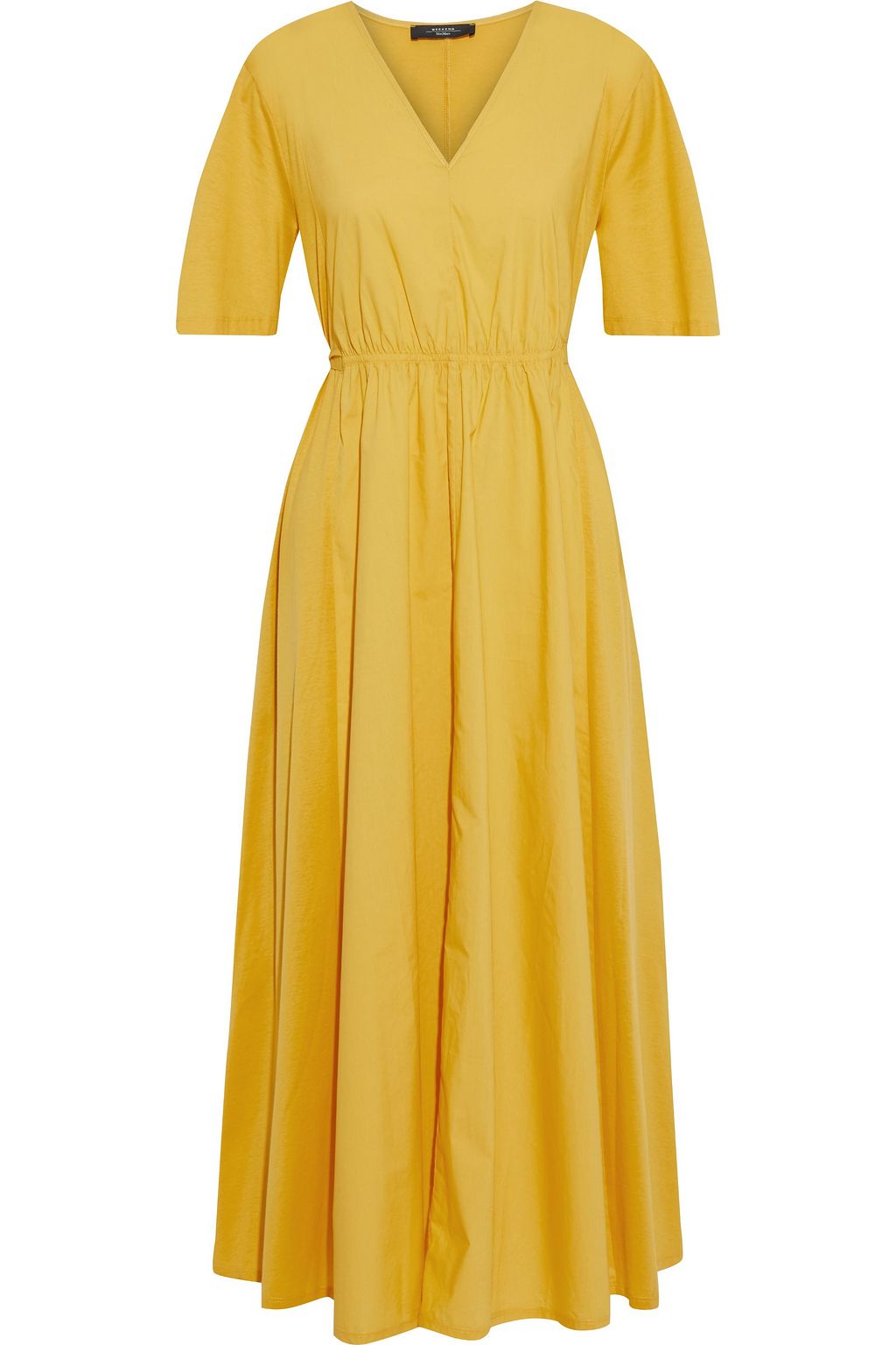 WEEKEND MAX MARA Bairo gathered cotton-poplin and jersey midi dress ...