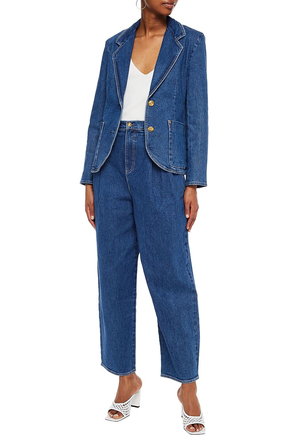 TORY BURCH Pleated boyfriend jeans