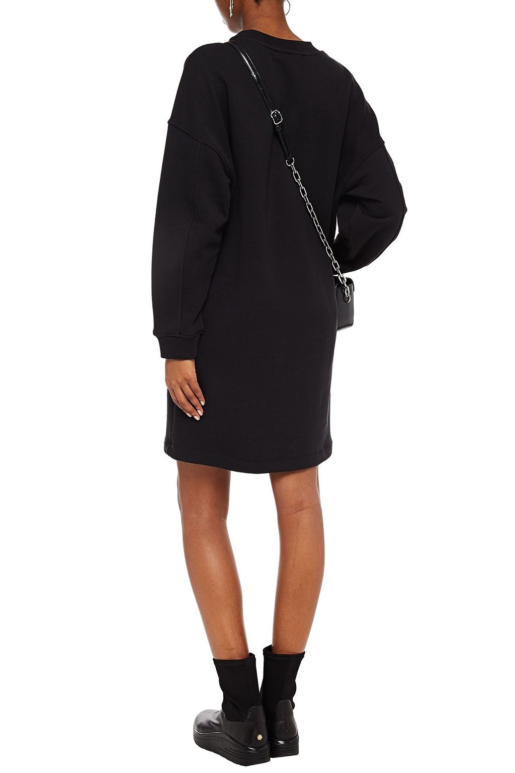 LOVE MOSCHINO Logo-appliquéd French cotton-terry mini dress