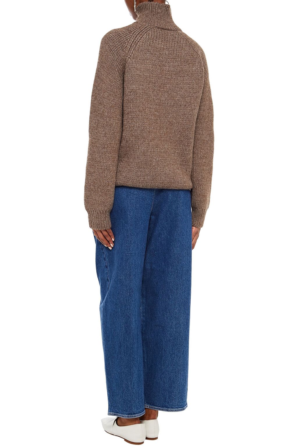 TORY BURCH Melierter Rollkragenpullover aus Rippstrick
