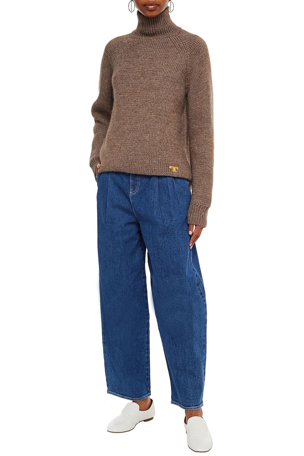 TORY BURCH Melierter Rollkragenpullover aus Rippstrick