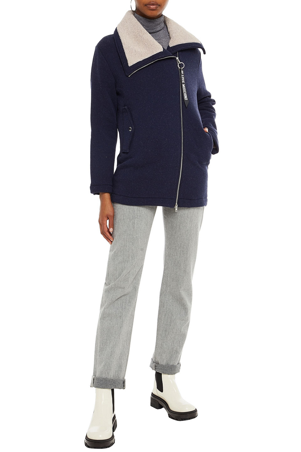 Love Moschino French Terry Jacket In Animal Print
