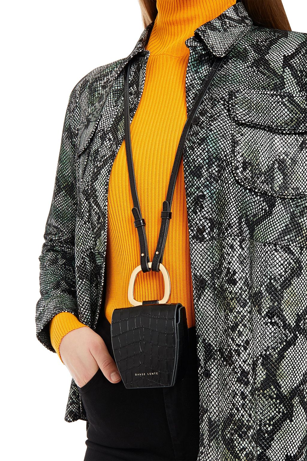 DANSE LENTE Croc-effect leather shoulder bag