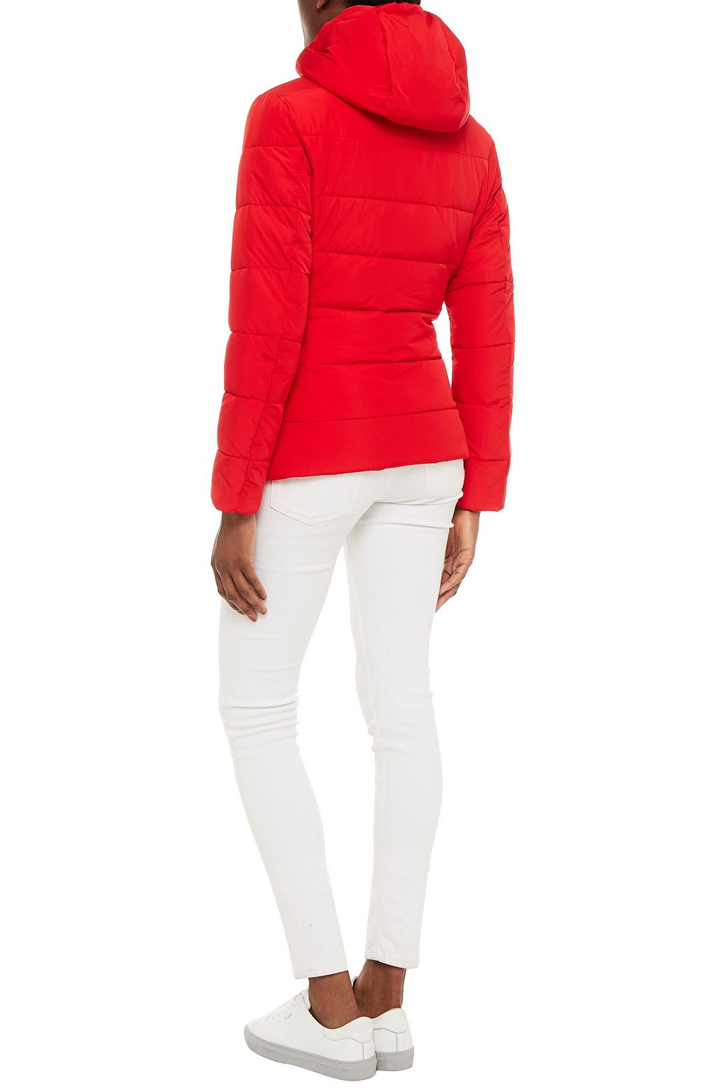 LOVE MOSCHINO Logo-embroidered quilted shell hooded down jacket