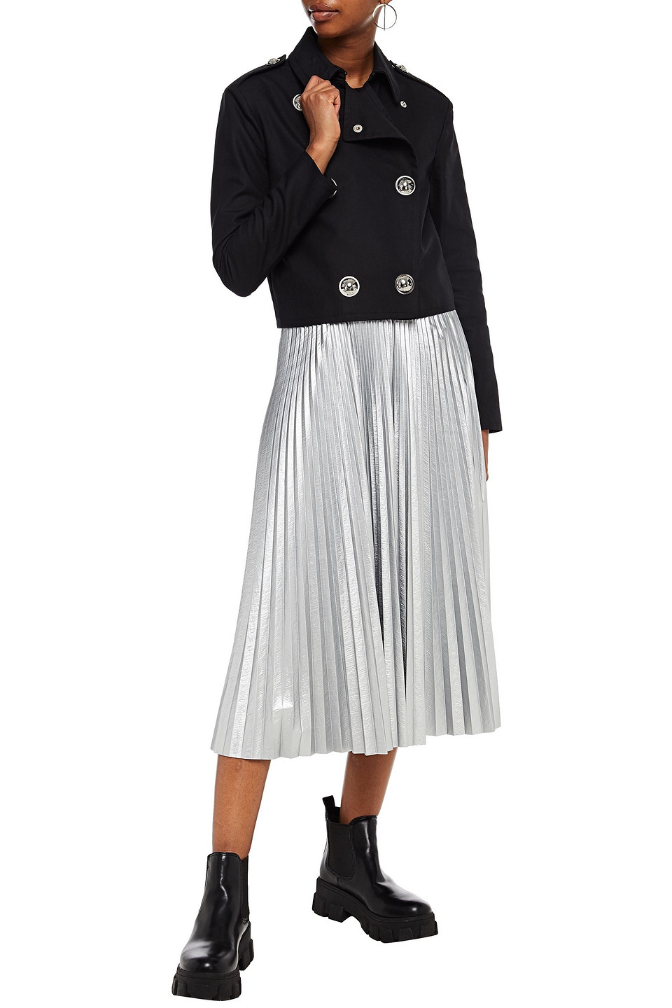 Love Moschino Button-embellished Cotton-gabardine Jacket In Black