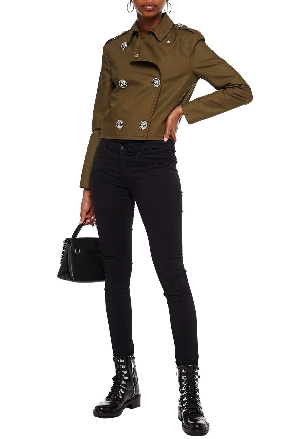 LOVE MOSCHINO Button-embellished cotton-gabardine jacket