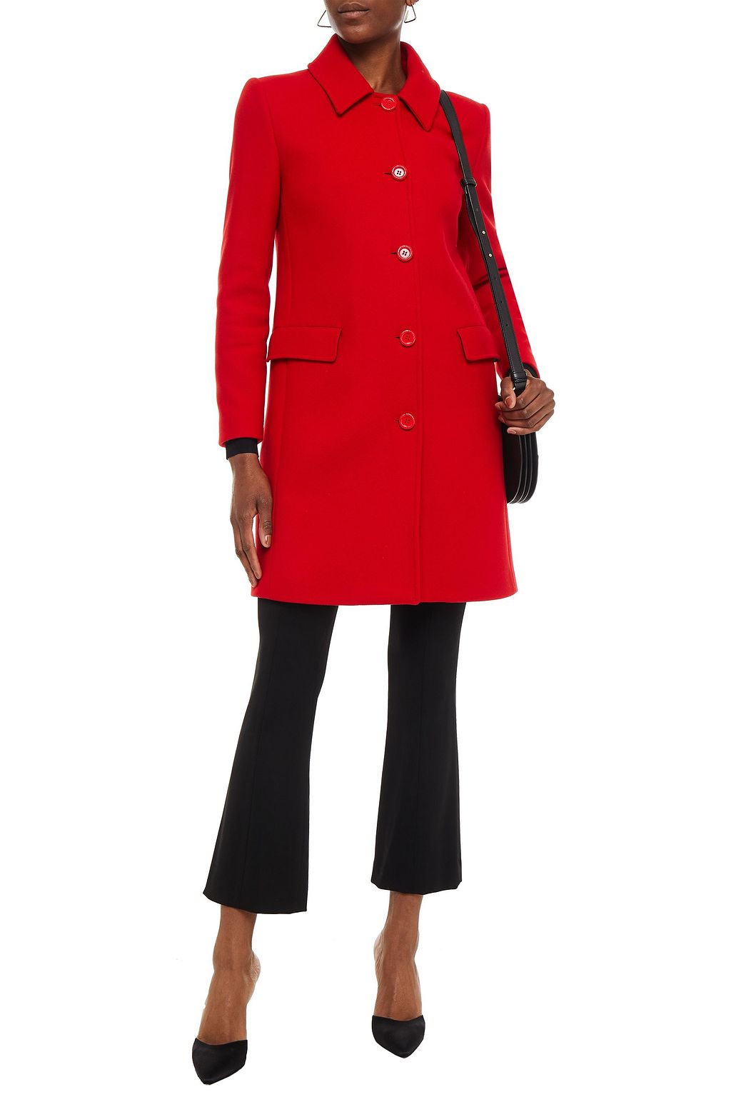 LOVE MOSCHINO Crystal-embellished wool-blend twill coat