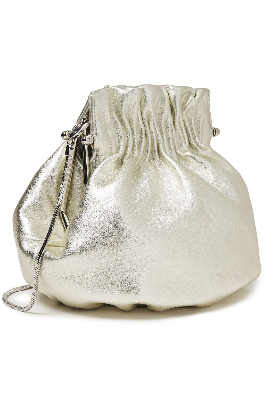 MARC JACOBS Gathered metallic leather shoulder bag