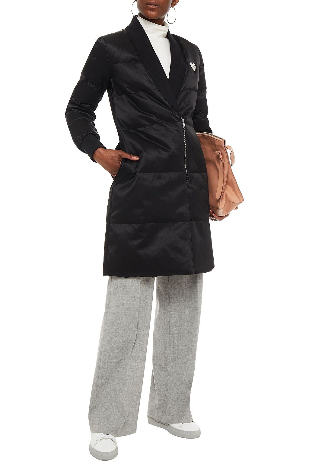 LOVE MOSCHINO Quilted cotton-blend satin-twill coat