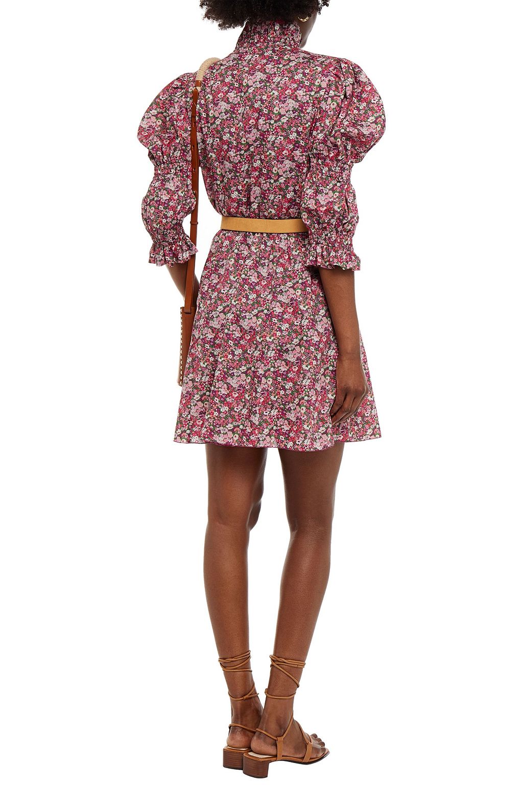 PHILOSOPHY DI LORENZO SERAFINI Gathered floral-print cotton-voile mini dress