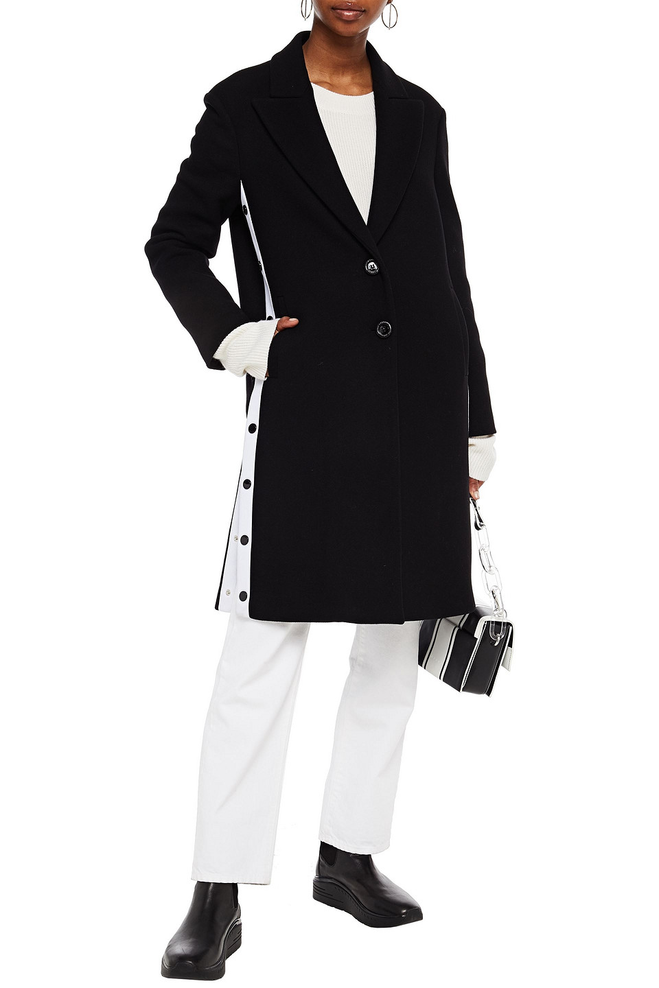 Love Moschino Snap-detailed Wool-blend Felt Coat In Black