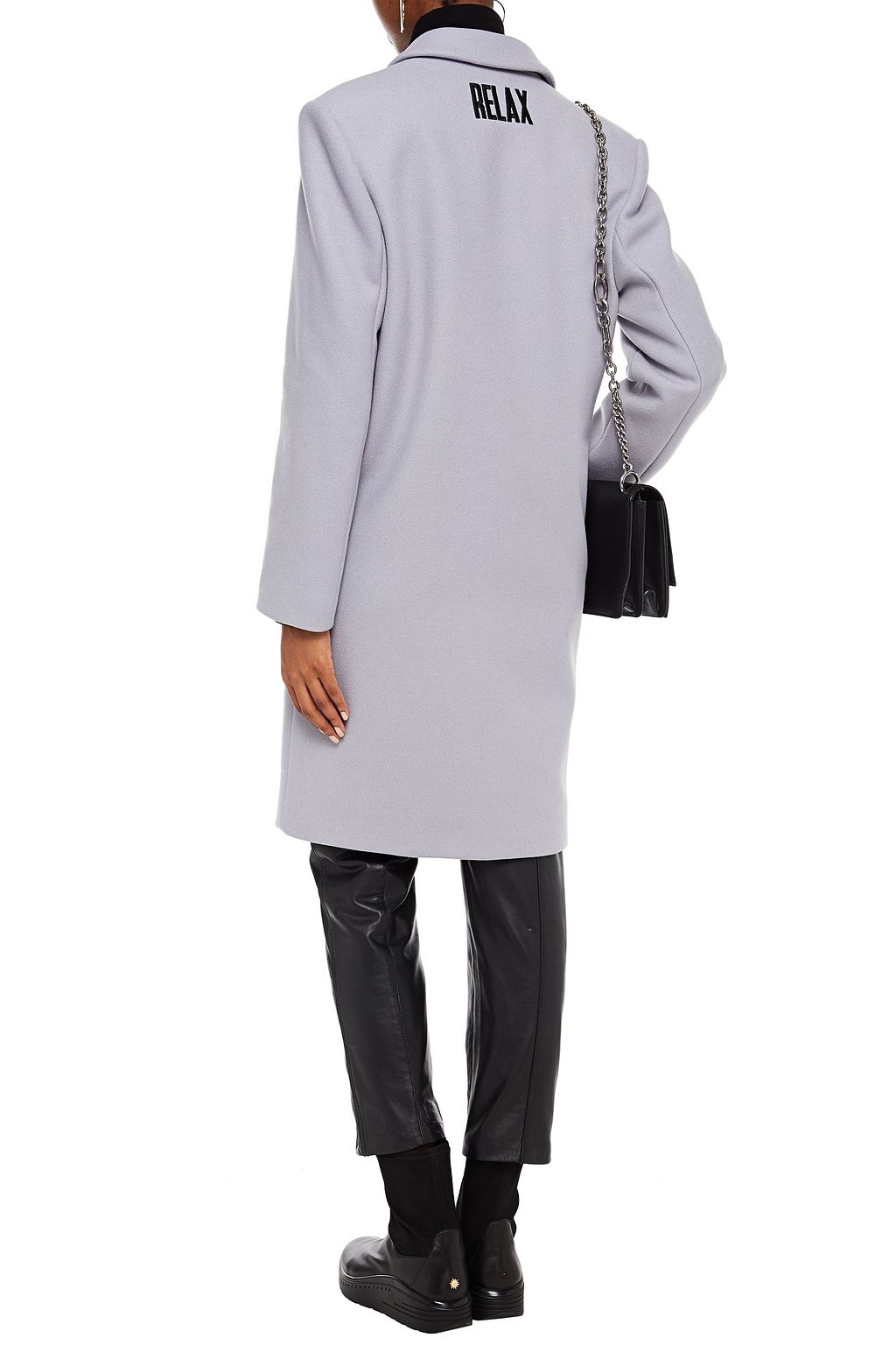 LOVE MOSCHINO Logo-embroidered wool-blend felt coat