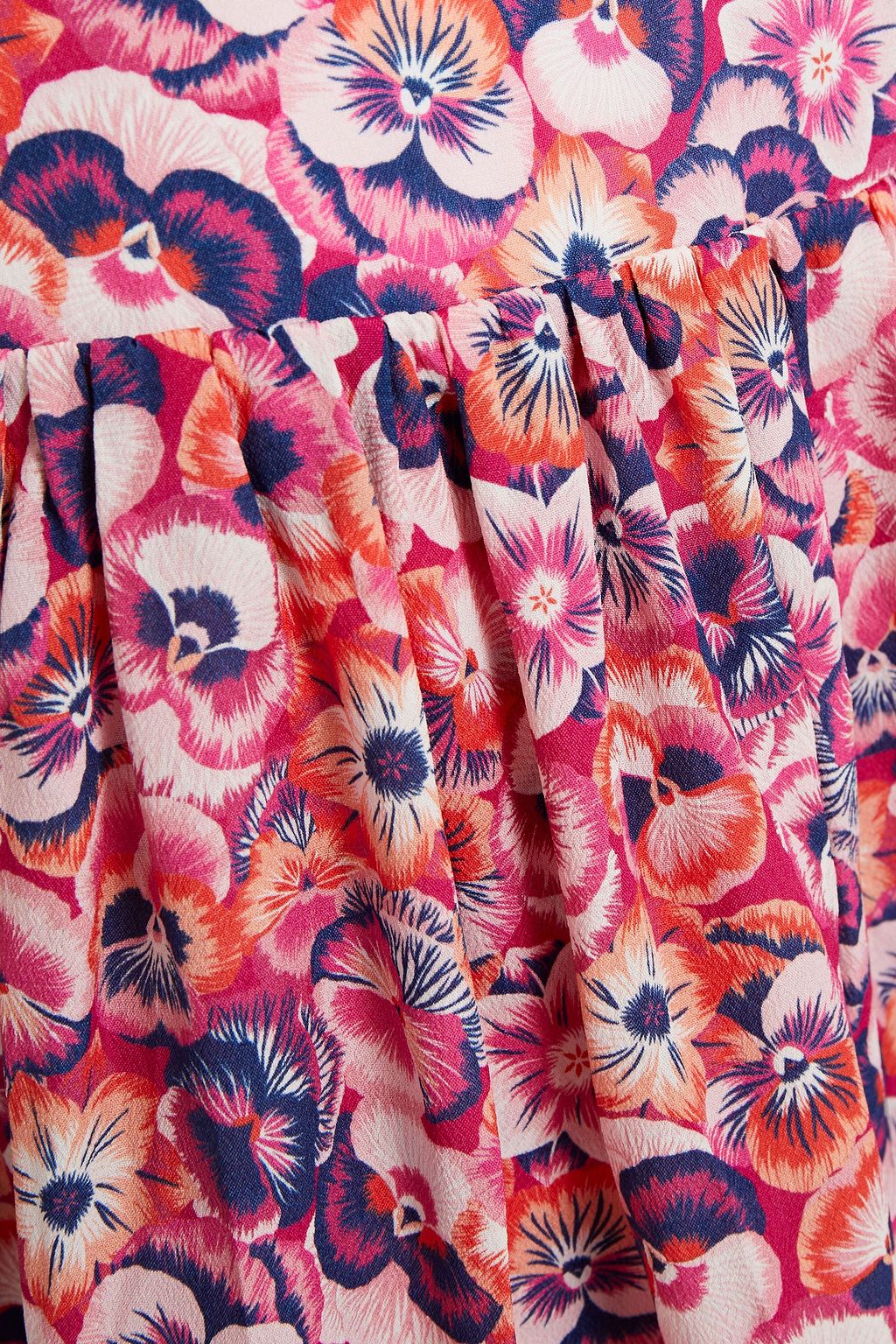 PALOMA BLUE Brooke gathered floral-print crepe de chine midi skirt