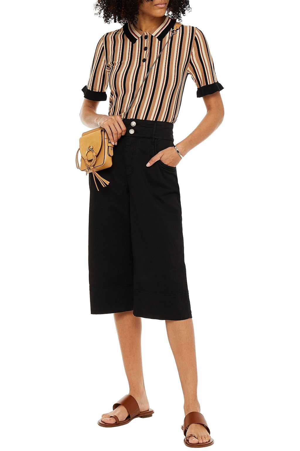 SEE BY CHLOÉ Ruffle-trimmed striped knitted top