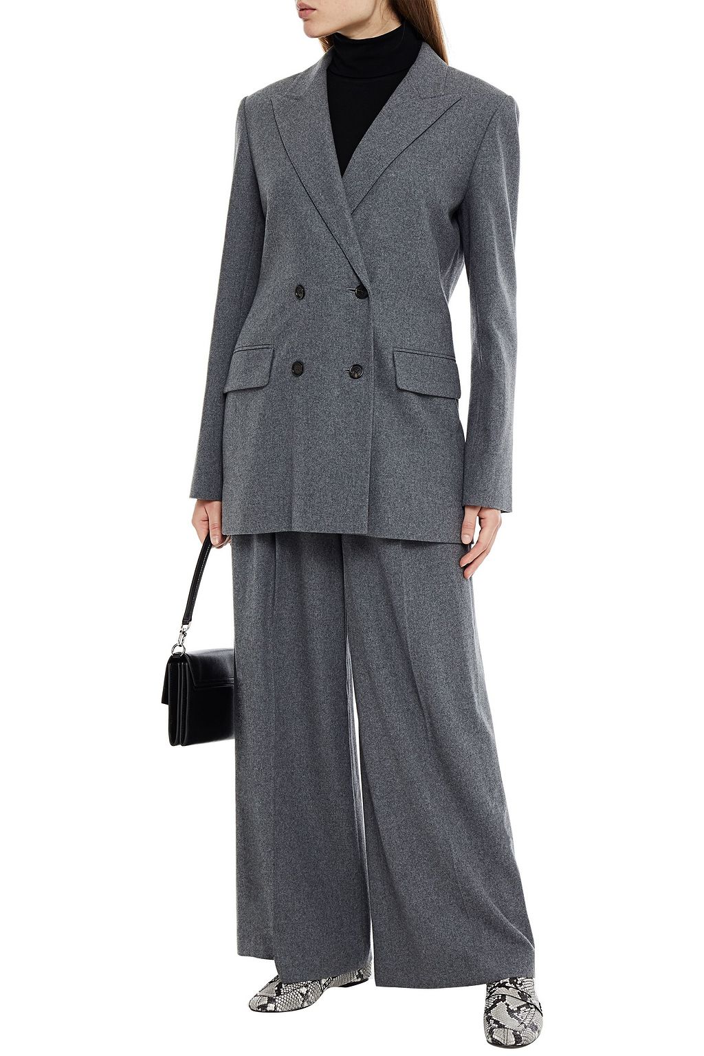 JOSEPH Double-breasted mélange wool and silk-blend blazer