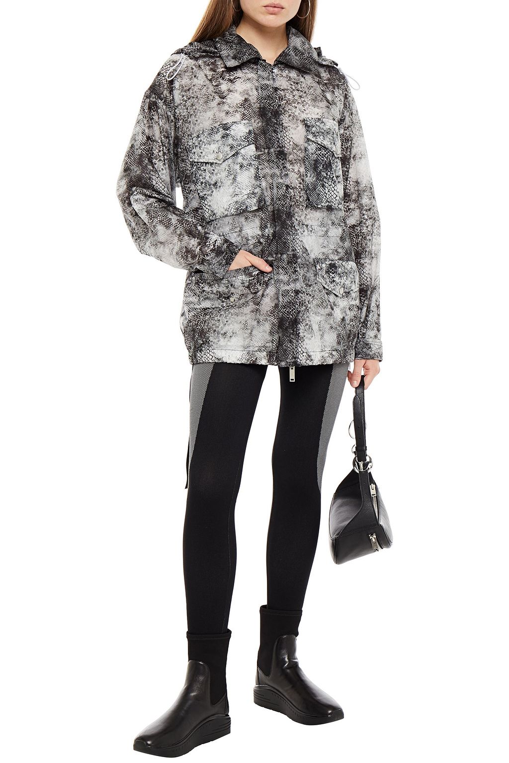 BEN TAVERNITI™ UNRAVEL PROJECT Snake-print hooded shell jacket