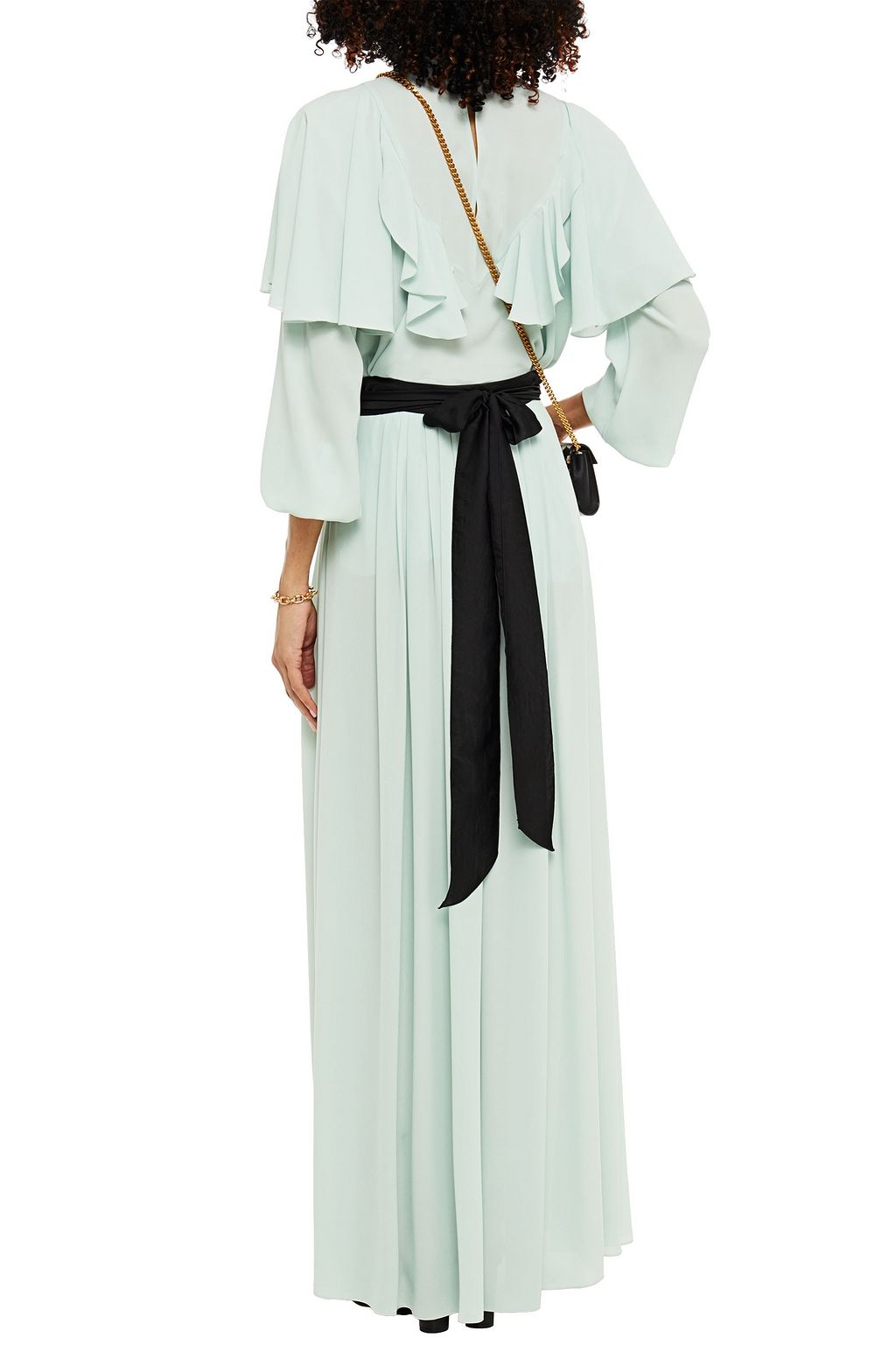 PHILOSOPHY DI LORENZO SERAFINI Satin-trimmed pleated crepe maxi skirt
