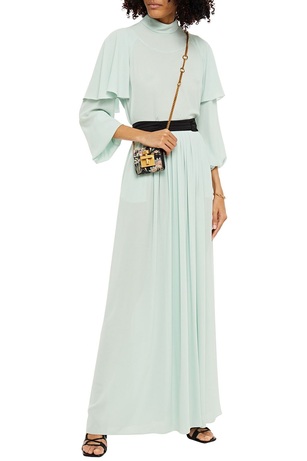 PHILOSOPHY DI LORENZO SERAFINI Satin-trimmed pleated crepe maxi skirt