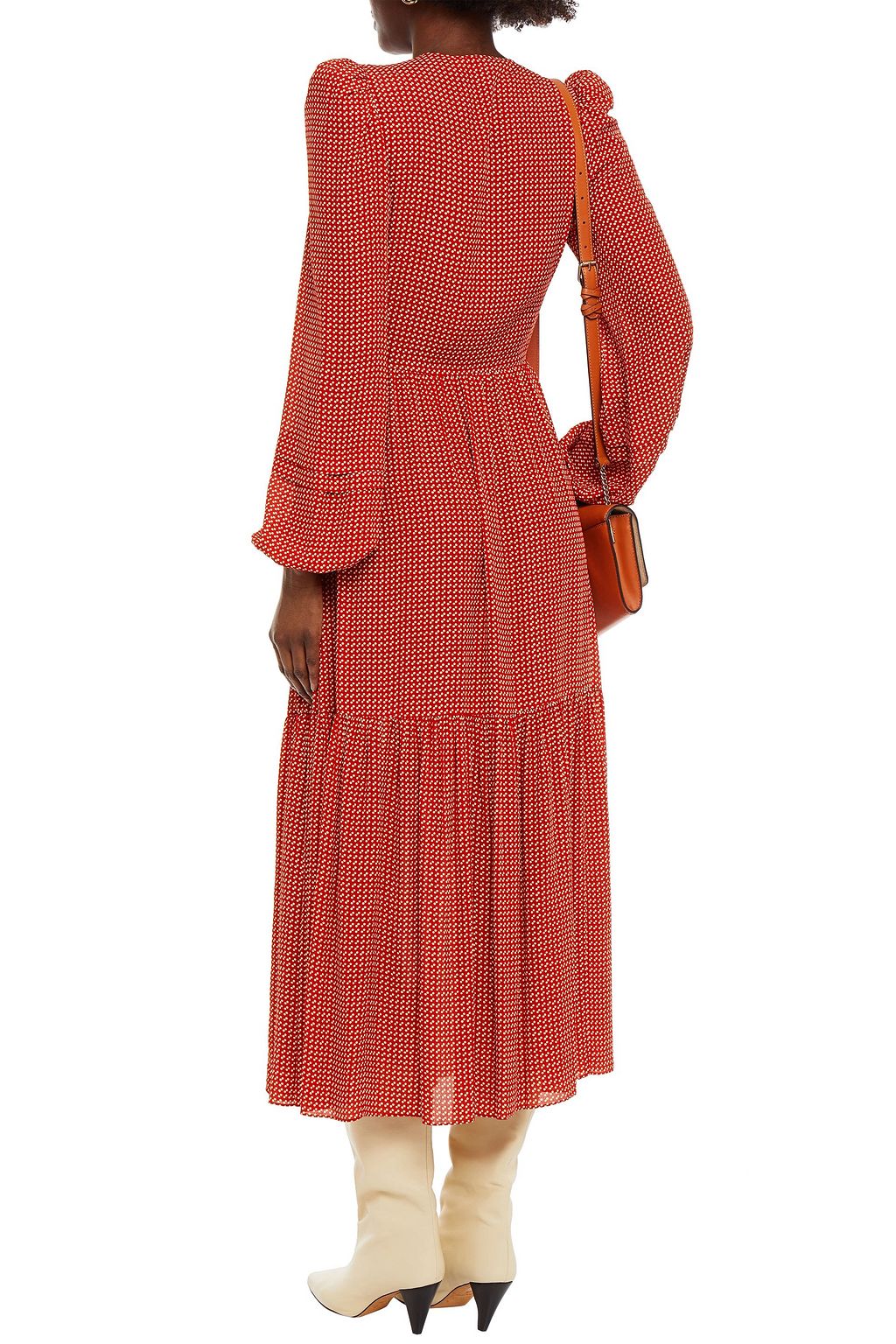 PHILOSOPHY DI LORENZO SERAFINI Tiered polka-dot crepe de chine midi dress
