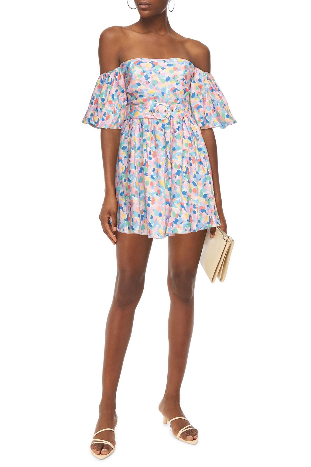 PALOMA BLUE Hannah ruffled printed linen mini dress