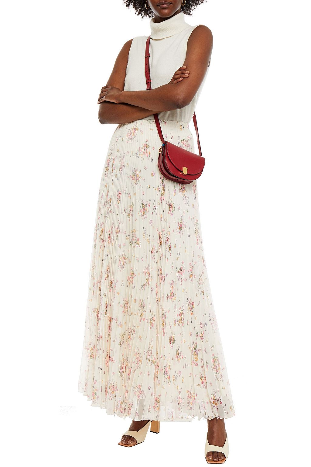PHILOSOPHY DI LORENZO SERAFINI Floral-print plissé-chiffon maxi skirt