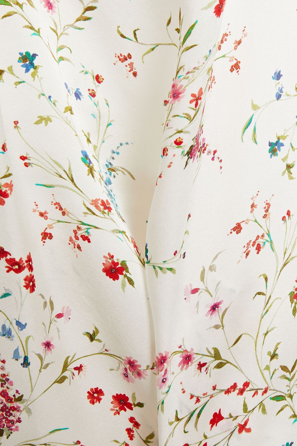 PALOMA BLUE Stella lace-trimmed floral-print silk-satin top