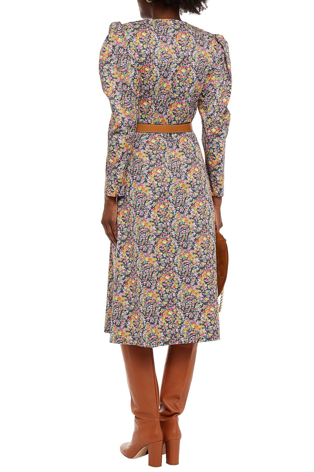 PHILOSOPHY DI LORENZO SERAFINI Wrap-effect floral-print cotton-blend poplin midi dress