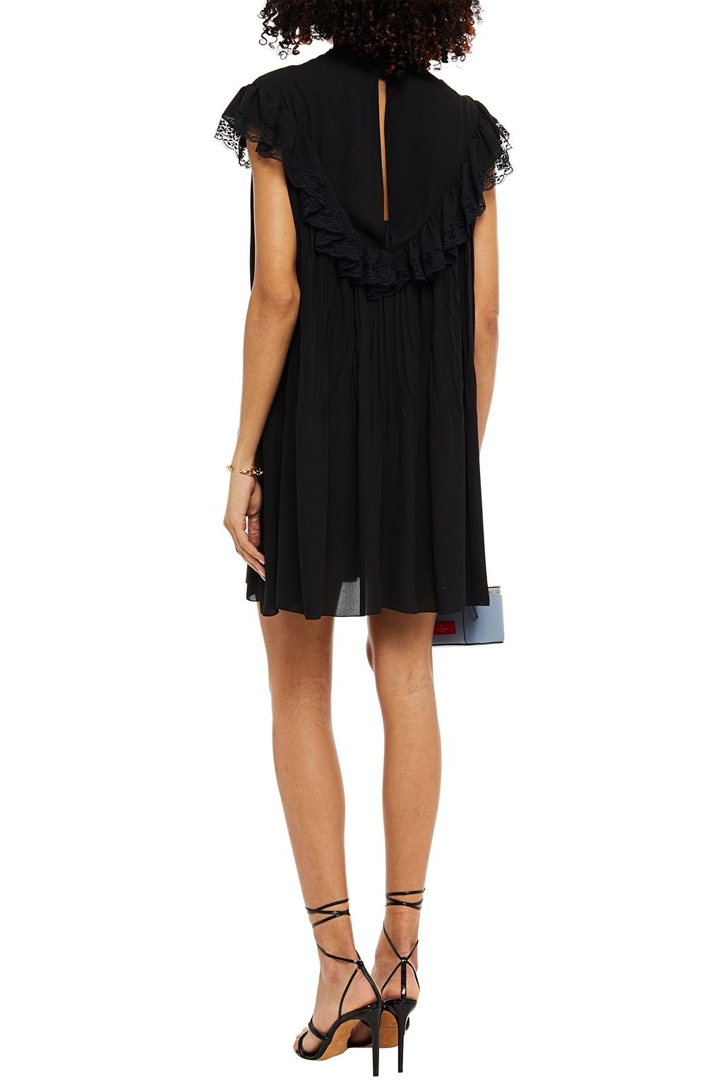 PHILOSOPHY DI LORENZO SERAFINI Lace-trimmed ruffled georgette mini dress