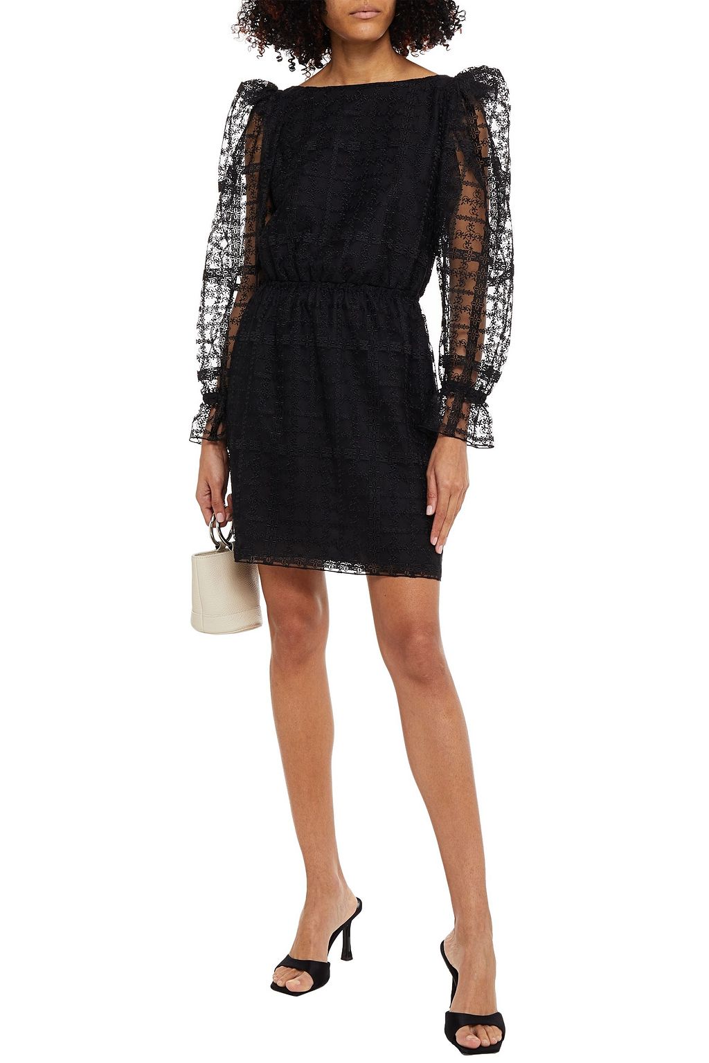 PHILOSOPHY DI LORENZO SERAFINI Gathered embroidered tulle mini dress