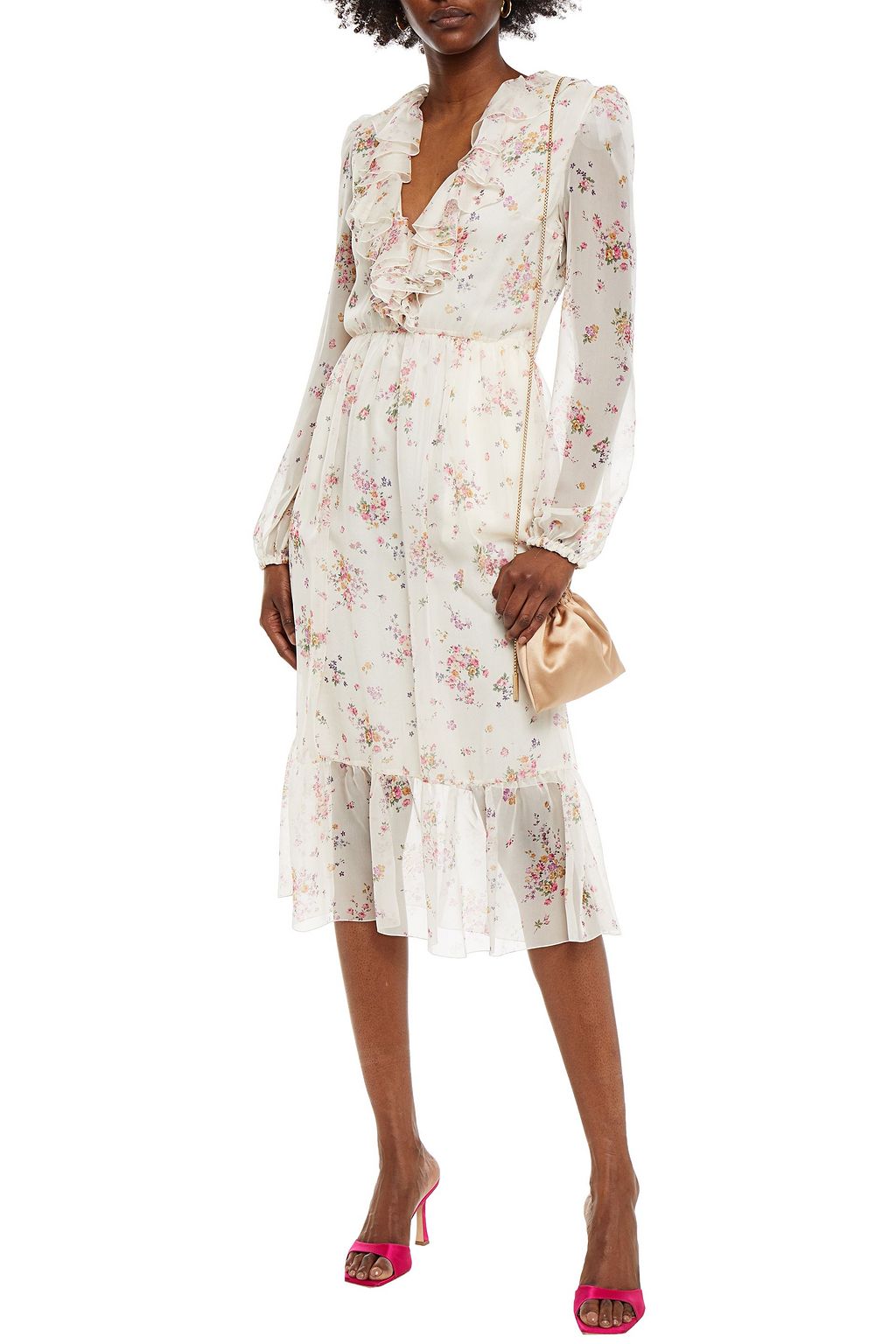PHILOSOPHY DI LORENZO SERAFINI Ruffled floral-print chiffon midi dress