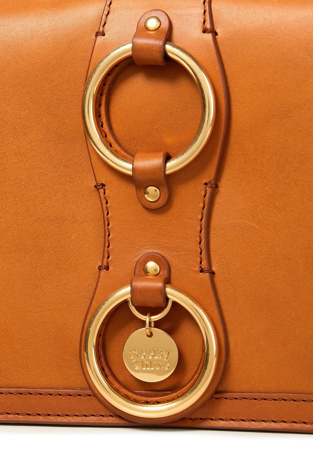 SEE BY CHLOÉ Roby ring-embellished burnished-leather shoulder bag