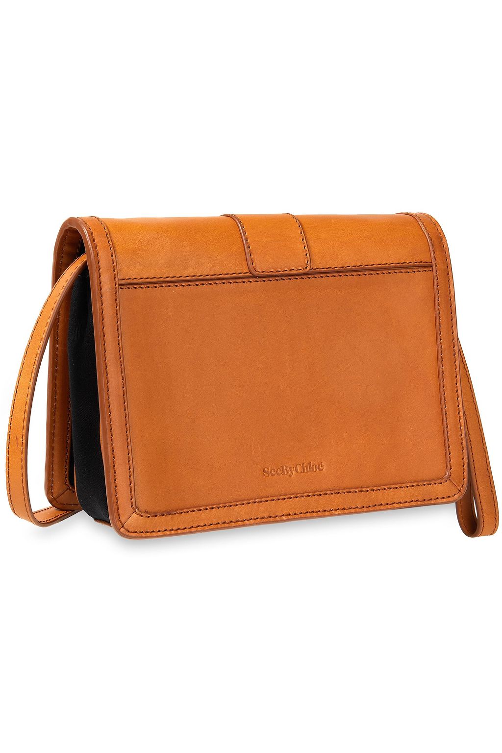 SEE BY CHLOÉ Roby ring-embellished burnished-leather shoulder bag