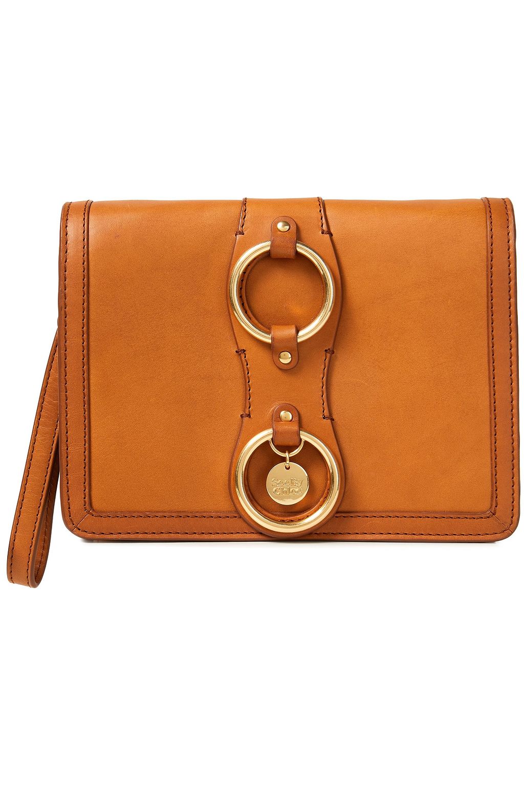 SEE BY CHLOÉ Roby ring-embellished burnished-leather shoulder bag