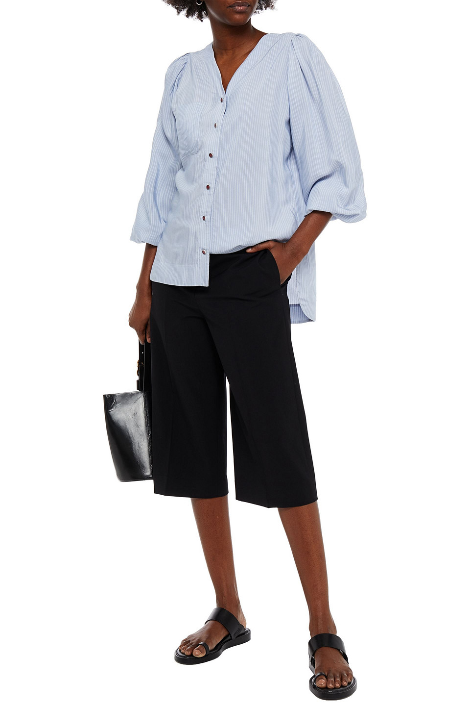 Rodebjer Oriona Striped Woven Shirt In Blue