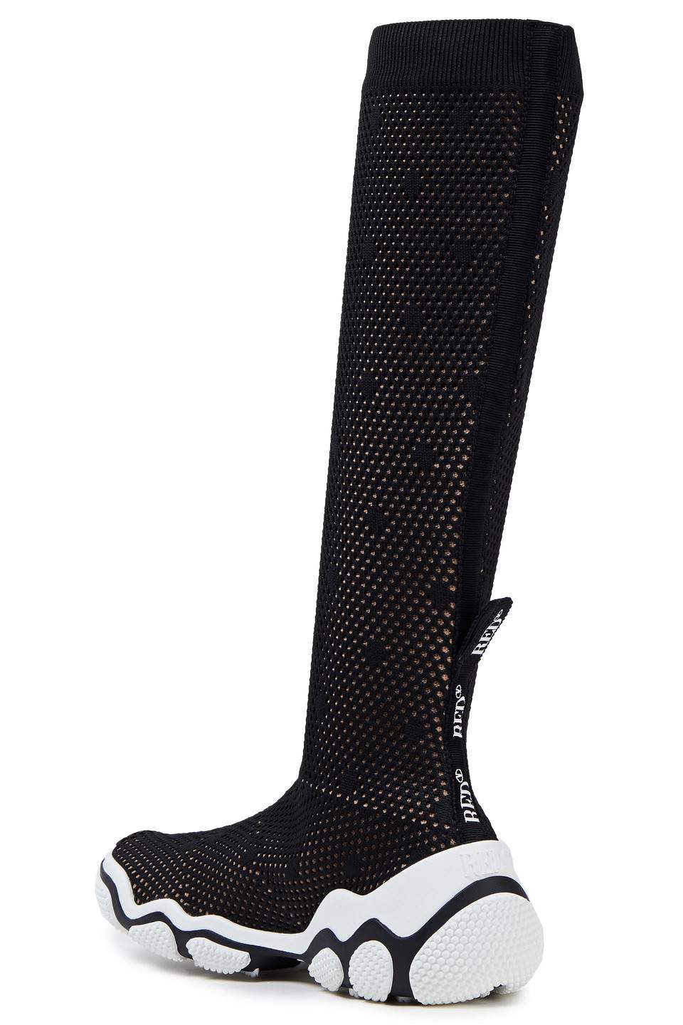 Shop Redv Monogram-trimmed Mesh Boots In Black