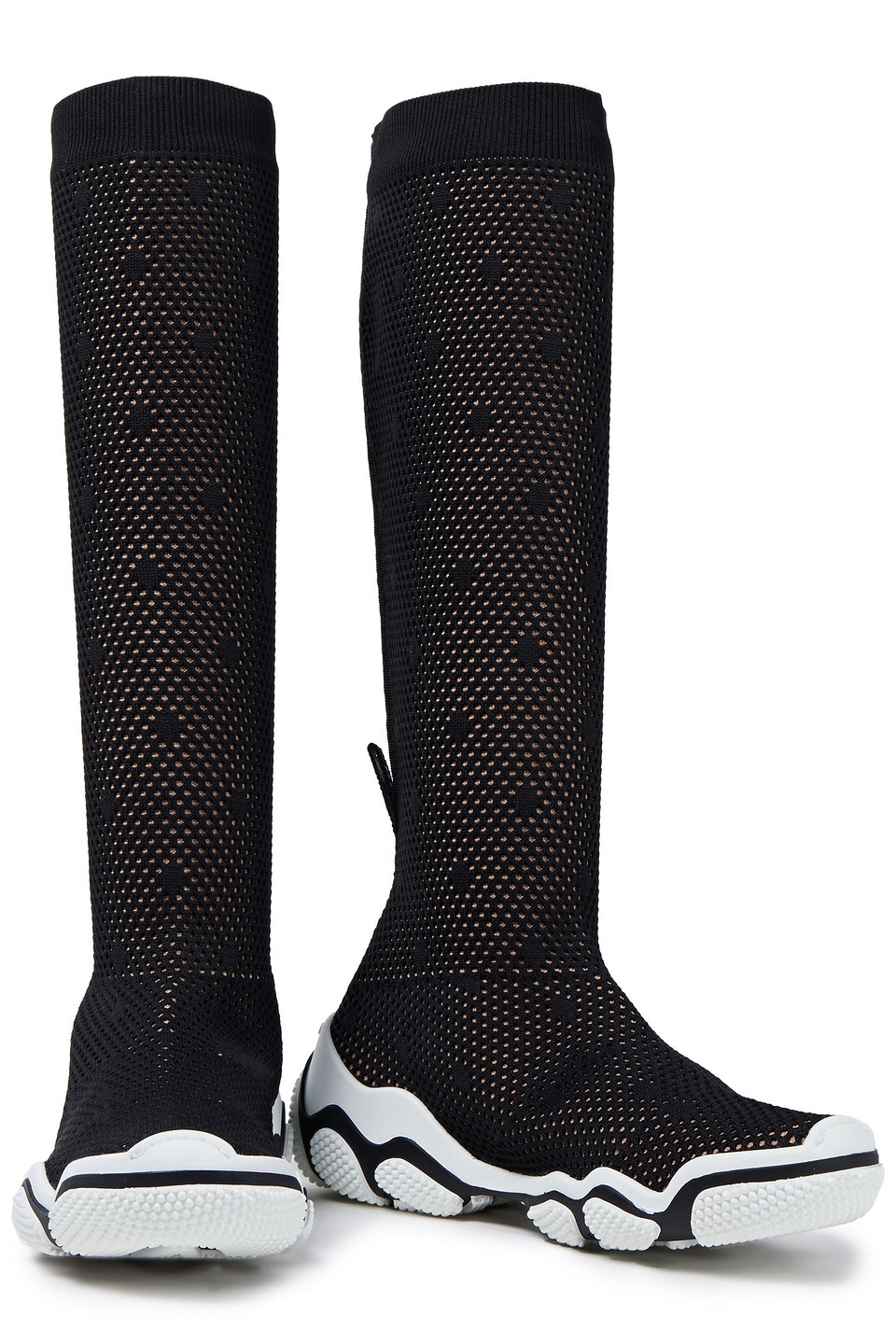 Shop Redv Monogram-trimmed Mesh Boots In Black