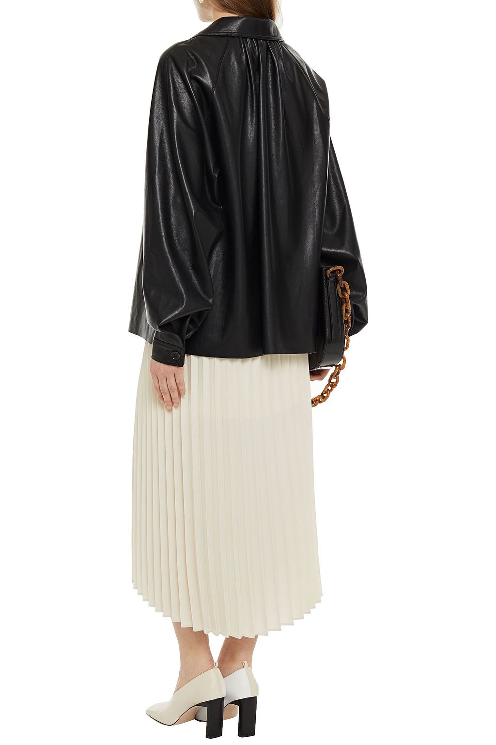 NANUSHKA Keiron oversized gathered vegan leather shirt
