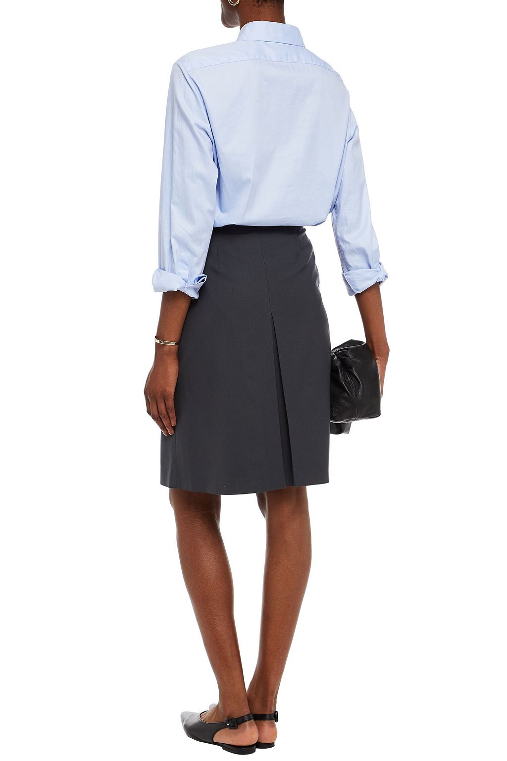 THEORY Pleated stretch-wool skirt