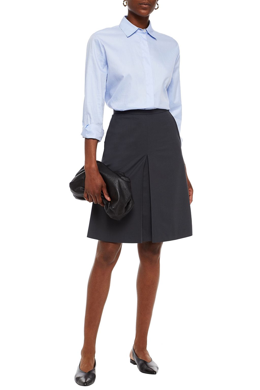 THEORY Pleated stretch-wool skirt