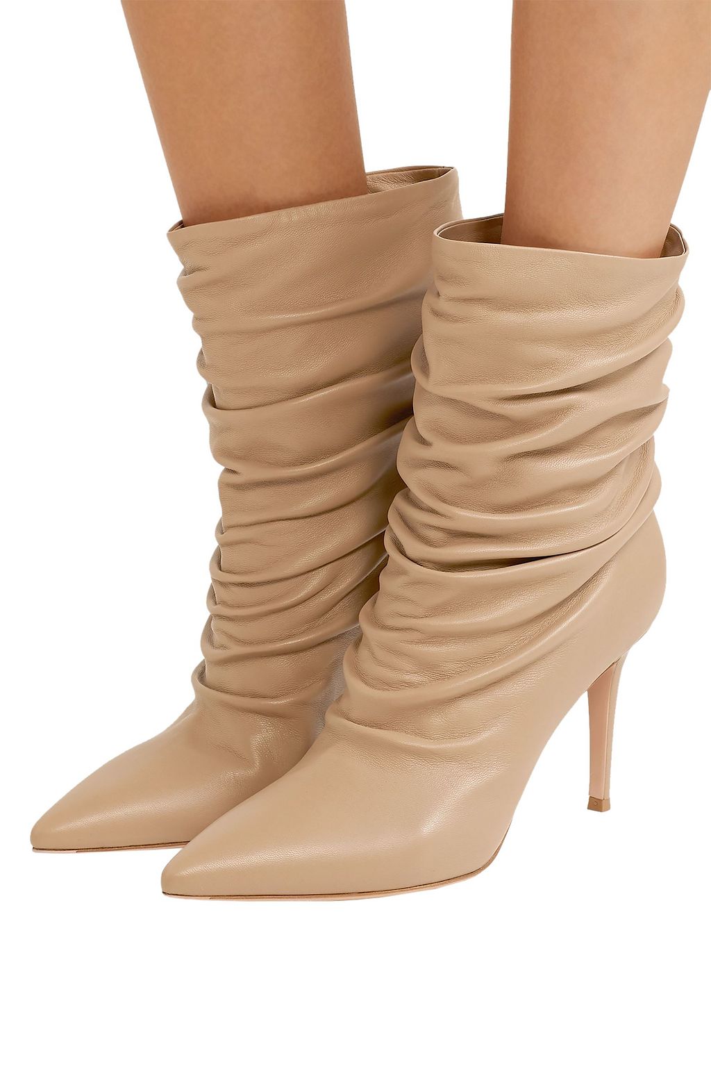 GIANVITO ROSSI Cecile gathered leather ankle boots