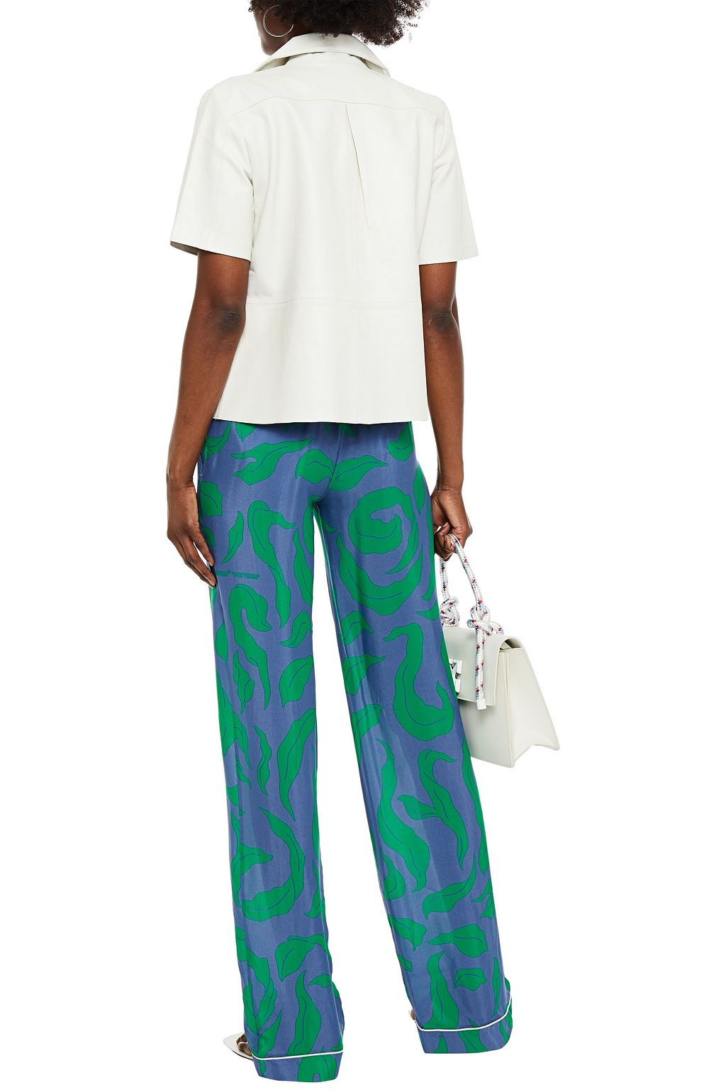 OFF-WHITE™ Printed crepe de chine wide-leg pants