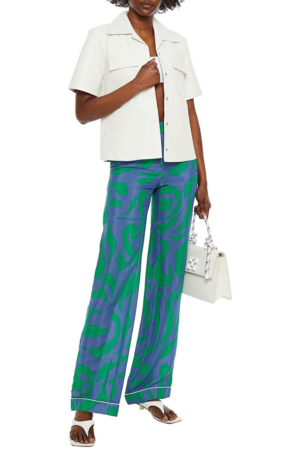 OFF-WHITE™ Printed crepe de chine wide-leg pants