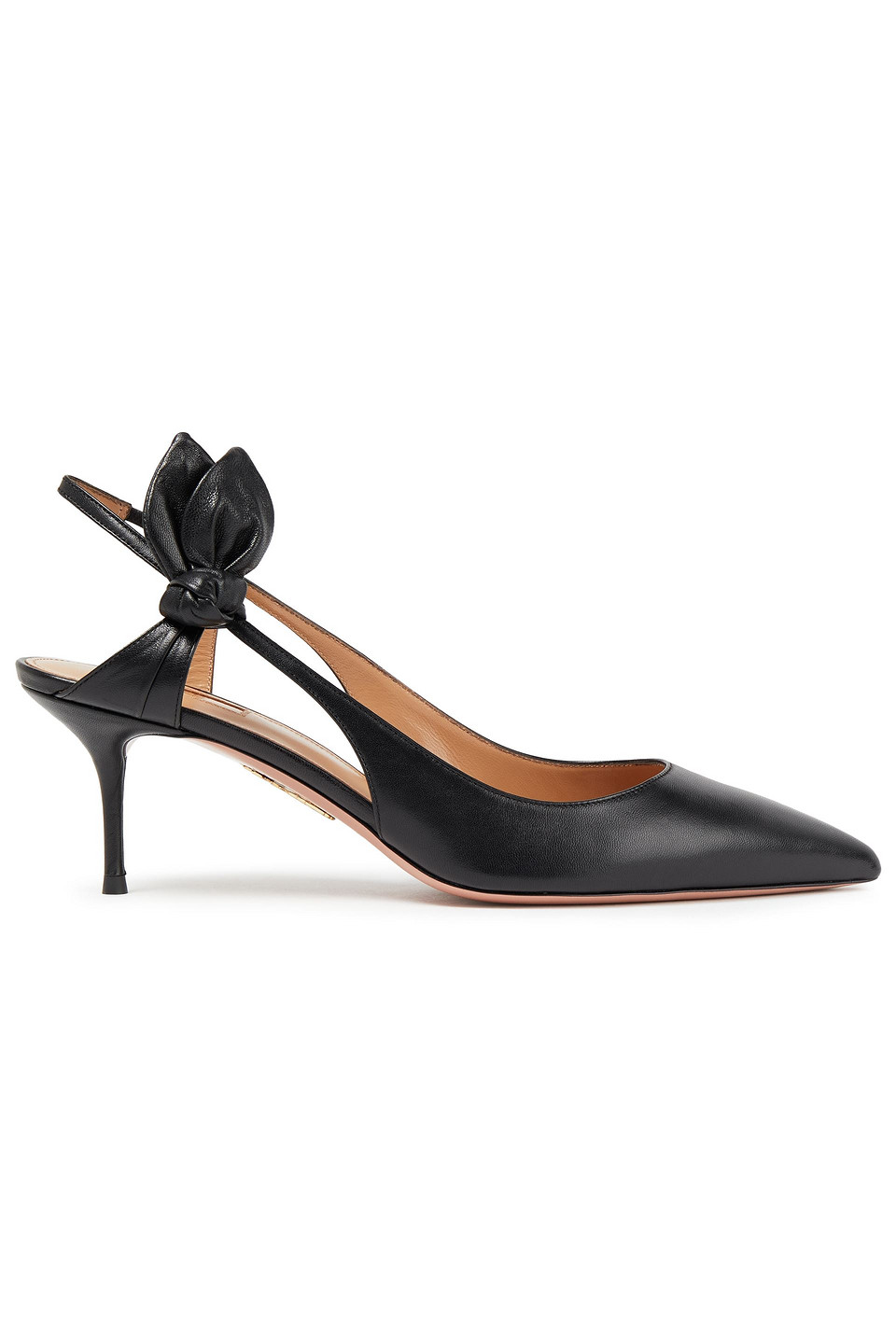 Aquazzura Woman Drew Knotted Leather Slingback Pumps Black Size 35